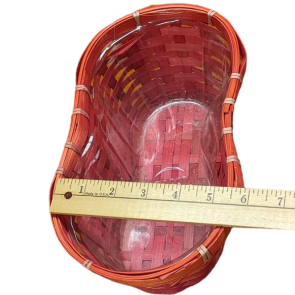 Burton & Burton Red Pink Peanut Shaped Wooden Woven Basket Planters Set of 2 - Picture 7 of 9